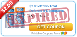 $2.00 off two Total Defense 5 Deodorants