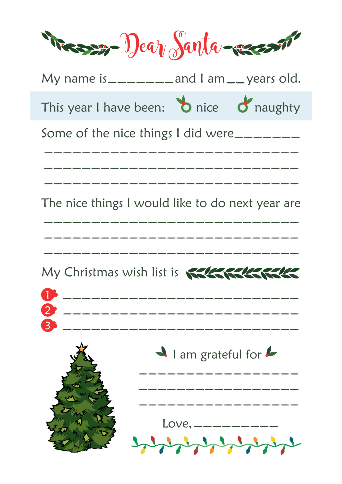 Coloring Letter To Santa Template Free