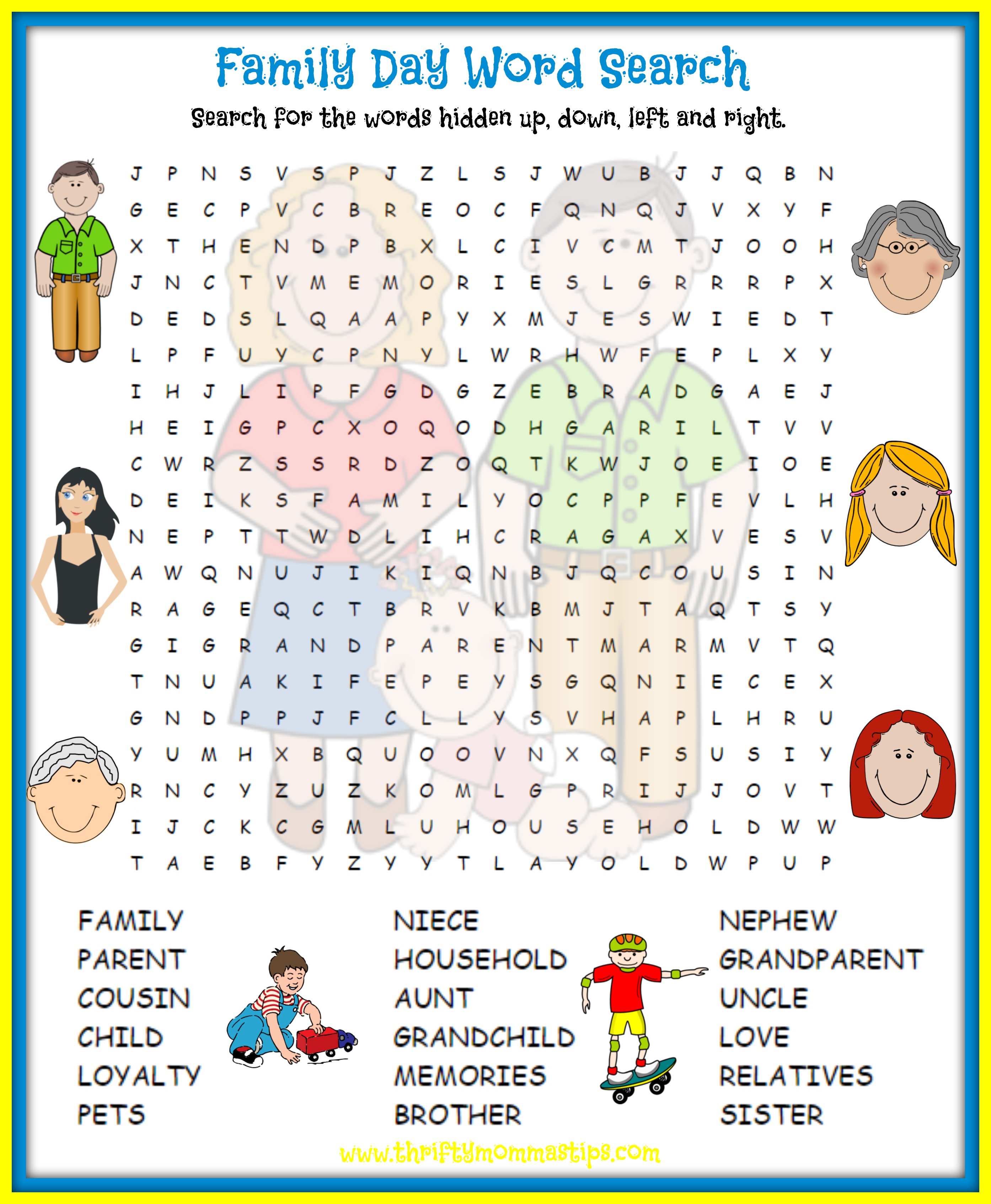 Family Day Word Search