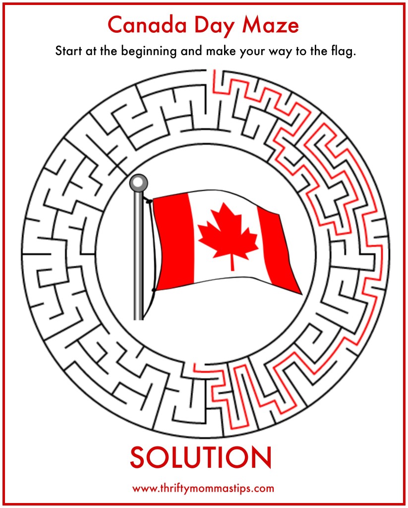 Canada Day Maze Solution