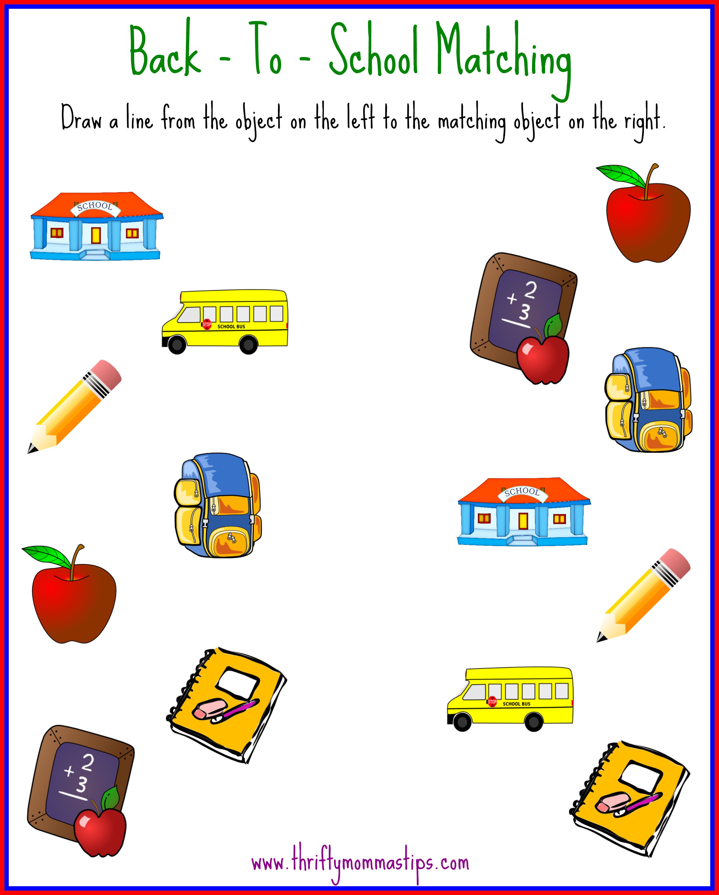back to school matching printable