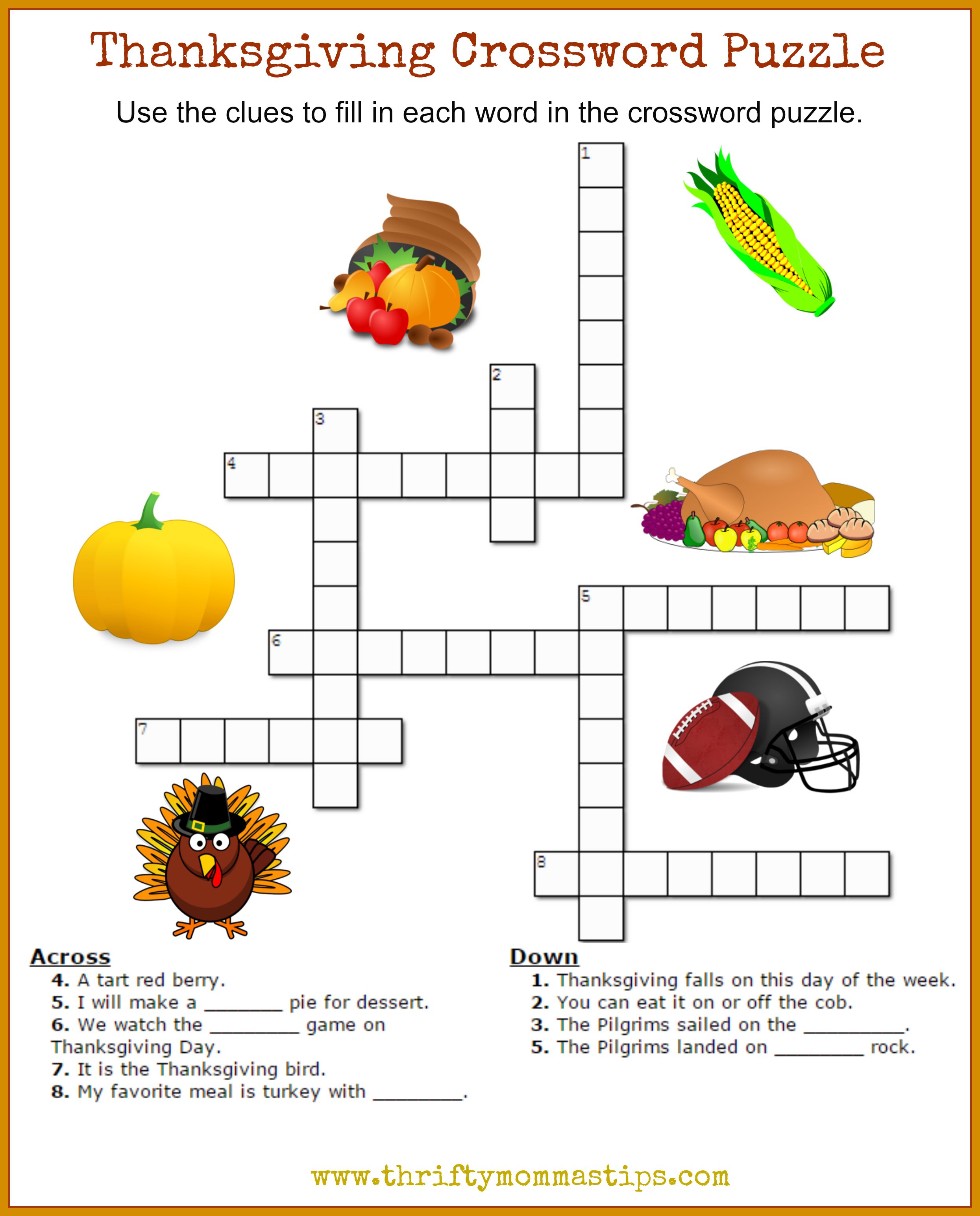 thanksgiving crossword