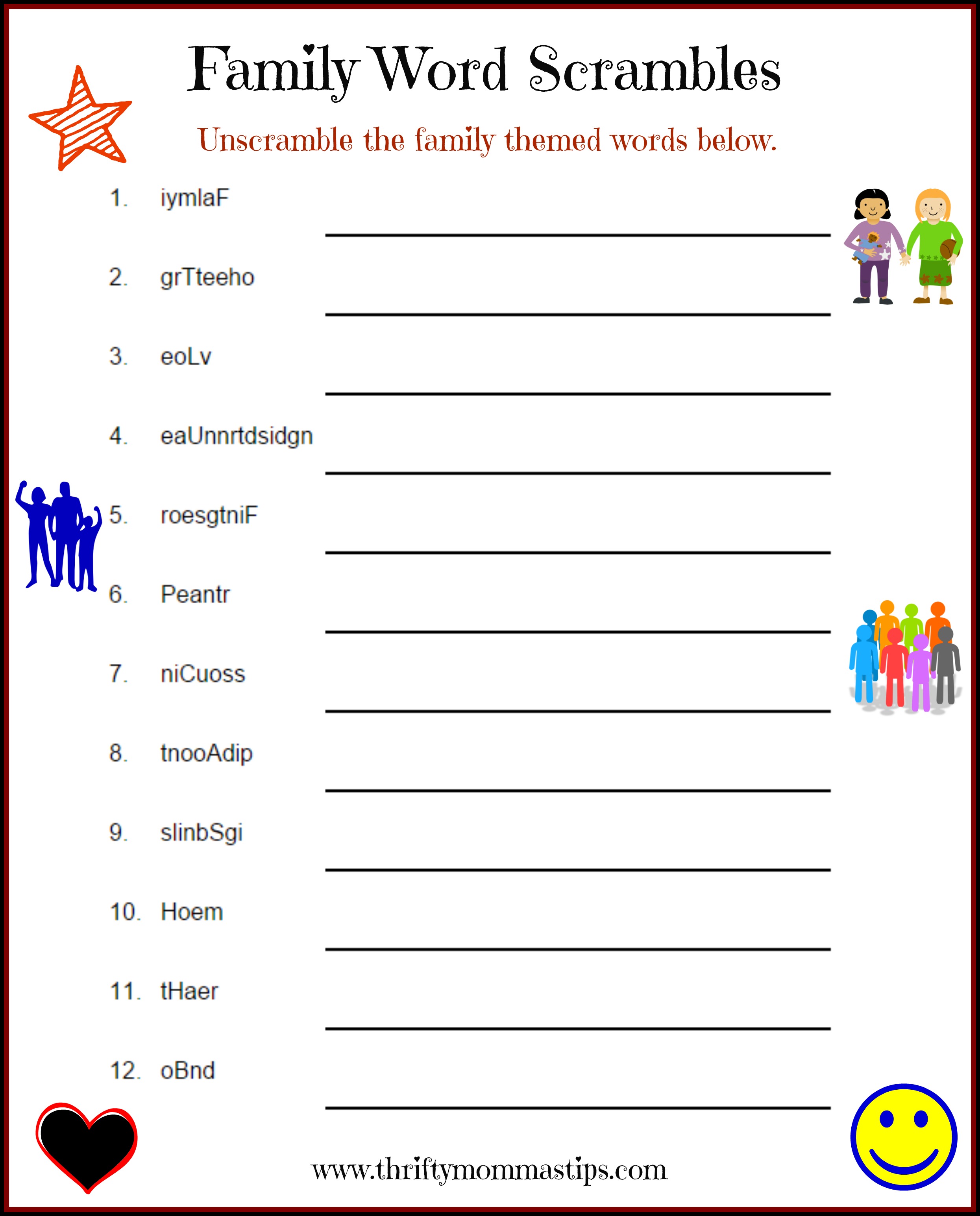 family puzzle word game