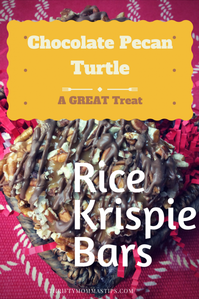 Chocolate Pecan Turtle Rice Krispie Bars