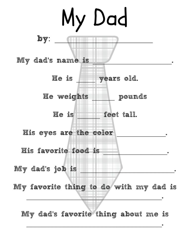 Father's Day My Dad Printable for Preschoolers — Thrifty Mommas Tips