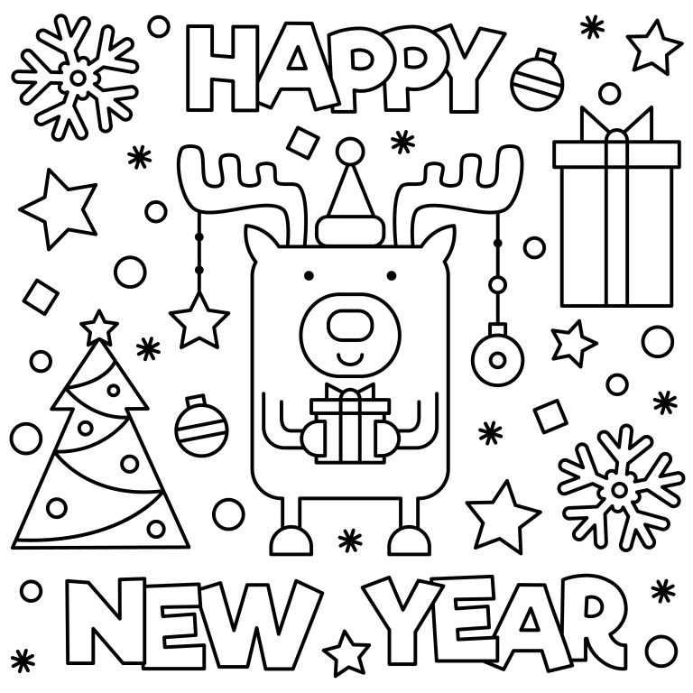 Happy New Year Printable Colouring Pages - Thrifty Mommas Tips