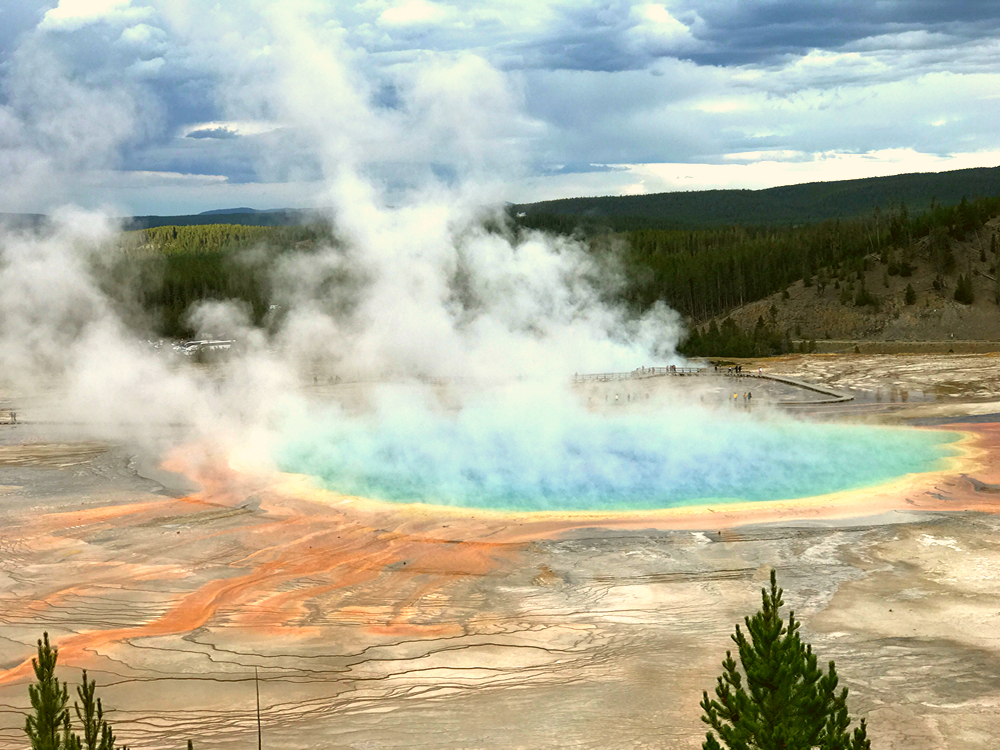grand prismatic Yellowstone group travel with Austin adventures