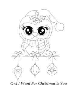 Owl I Want for Christmas - Owl Colouring Page - Thrifty Mommas Tips