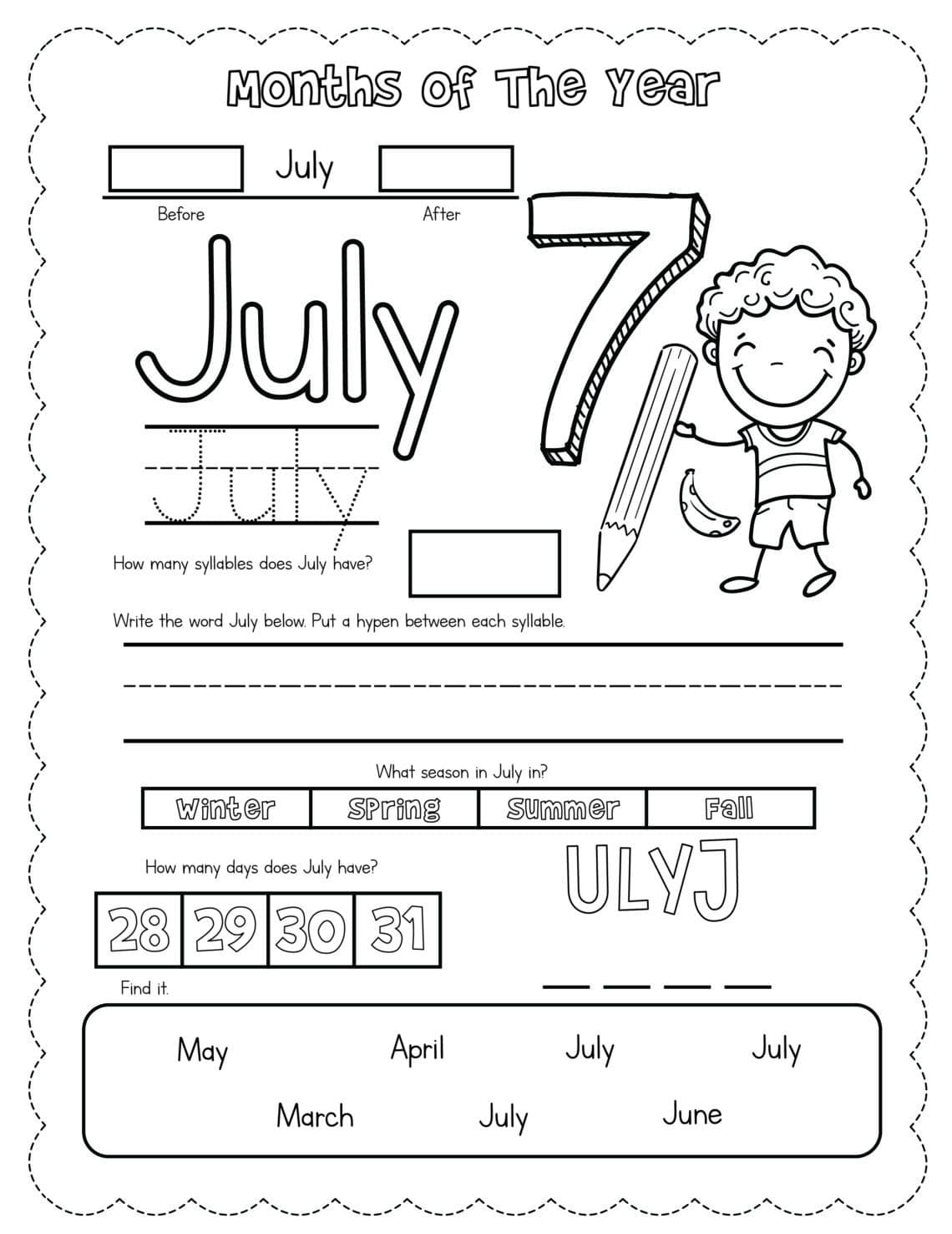 Months of the Year Printable Activity — Thrifty Mommas Tips